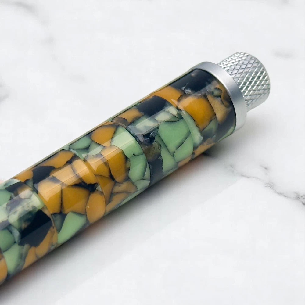 BREITLING MOSAIC SWIRLED BALLPOINT PEN GREEN ORANGE, AND BLACK DESIGN