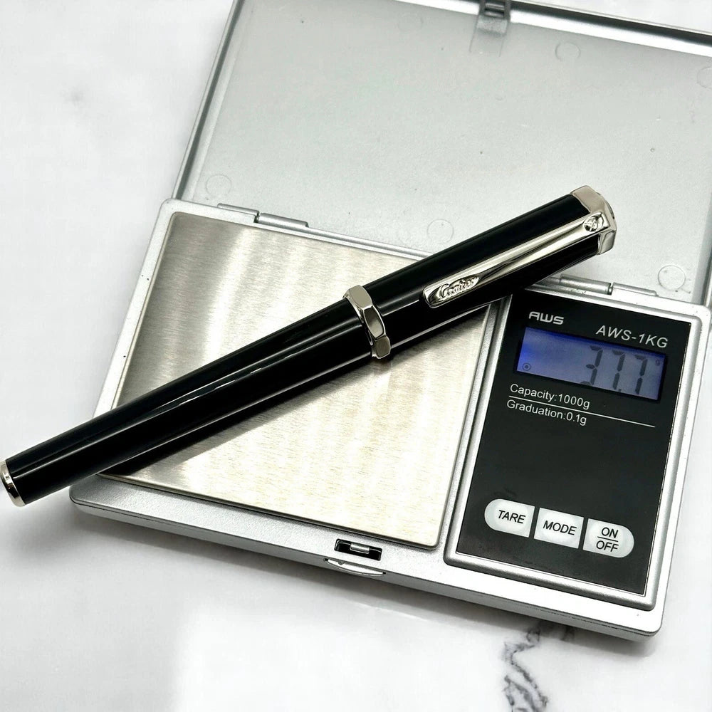 CARTIER SILVER SIGNATURE SANTOS DUMONT ROLLERBALL PEN SILVER & BLACK EDITION