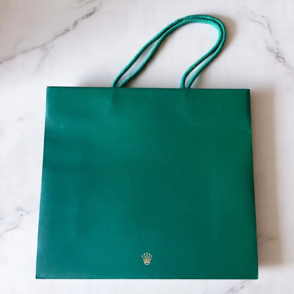 SET OF 3 ROLEX OFFICIAL BOUTIQUE SHOPPING BAG XL GREEN SWISS MADE GIFT PACKAGING