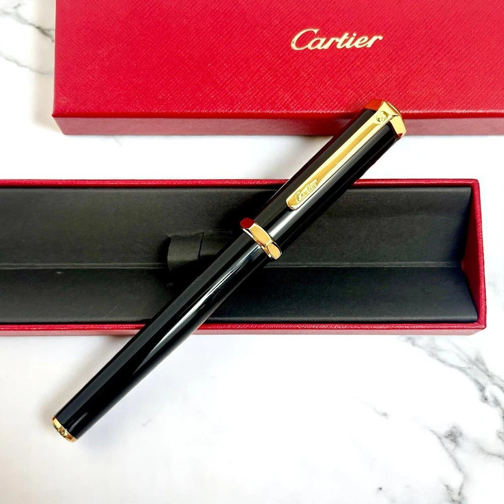 CARTIER SANTOS DUMONT PRESTIGE ROLLERBALL PEN GOLD & BLACK COLLECTIBLE