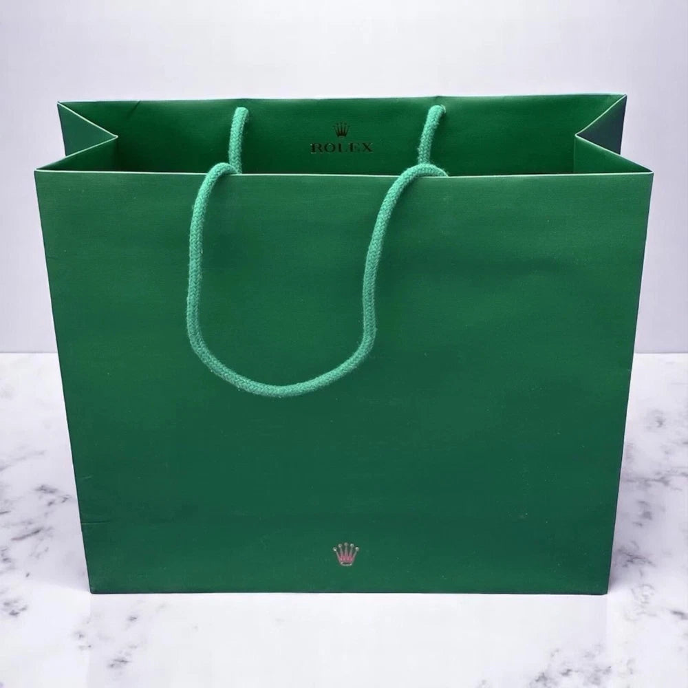 SET OF 3 ROLEX OFFICIAL BOUTIQUE SHOPPING BAG XL GREEN SWISS MADE GIFT PACKAGING