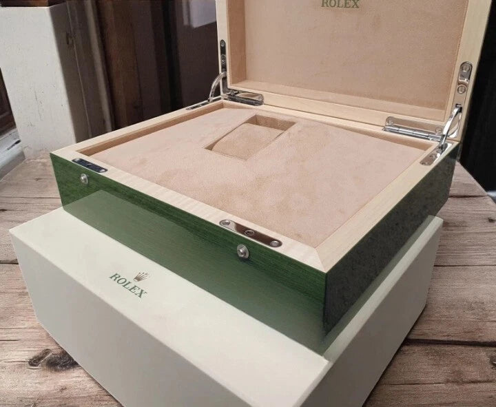 ROLEX WOODEN WATCH BOX – GREEN BIG CROWN, AUTHENTIC & RARE