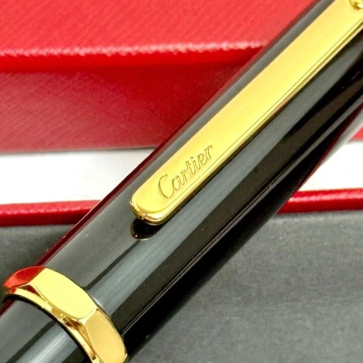 CARTIER SANTOS DUMONT PRESTIGE ROLLERBALL PEN GOLD & BLACK COLLECTIBLE