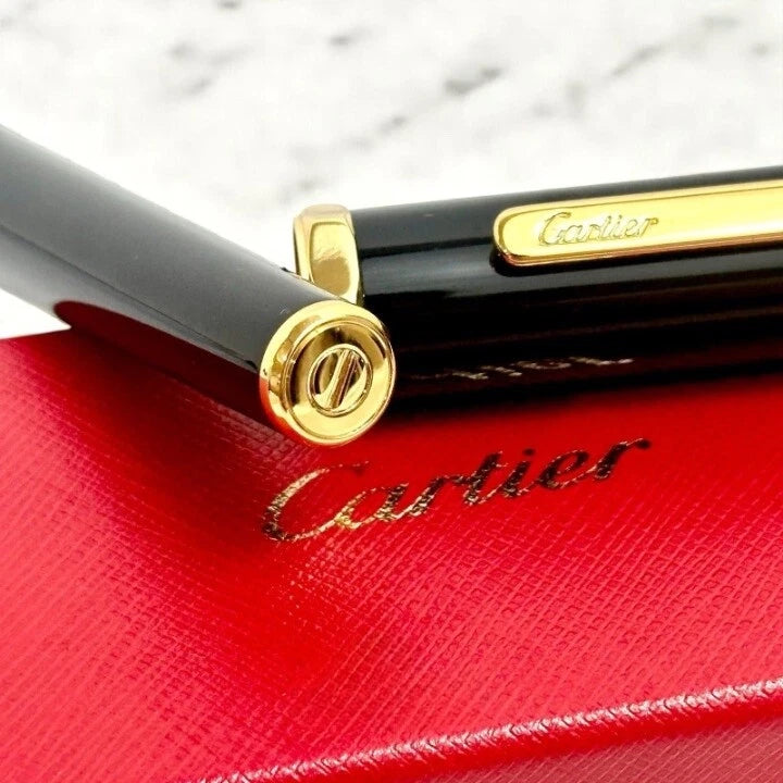 CARTIER SANTOS DUMONT PRESTIGE ROLLERBALL PEN GOLD & BLACK COLLECTIBLE