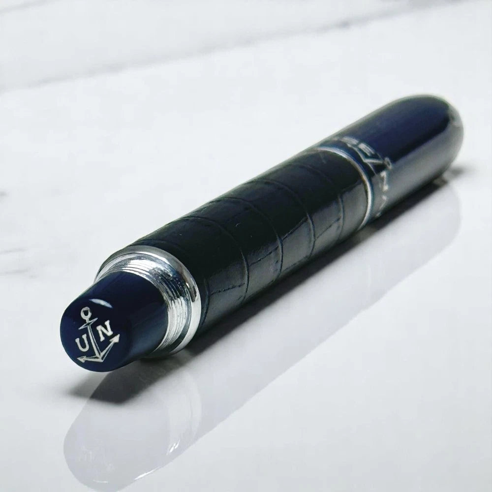ULYSSE NARDIN ROLLER BALL PEN BLUE MARINE LEATHER AUTHENTIC GENUINE WITH SLEEVE