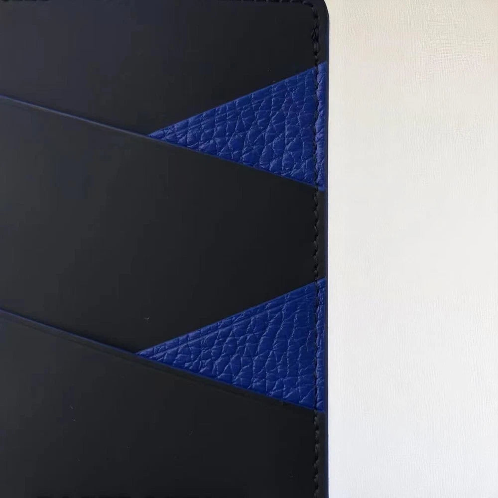 ROGER DUBUIS DUAL-TONE LEATHER CARD HOLDER – BLACK & BLUE – LUXURY GIFT BOXED