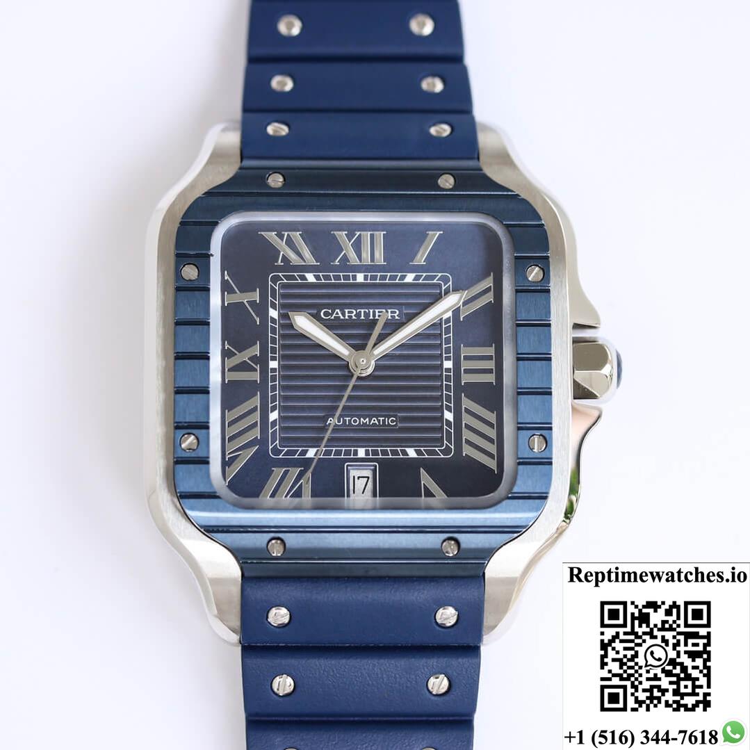 Santos De Cartier Gf Factory Blue Bezel-Rep Time Watches