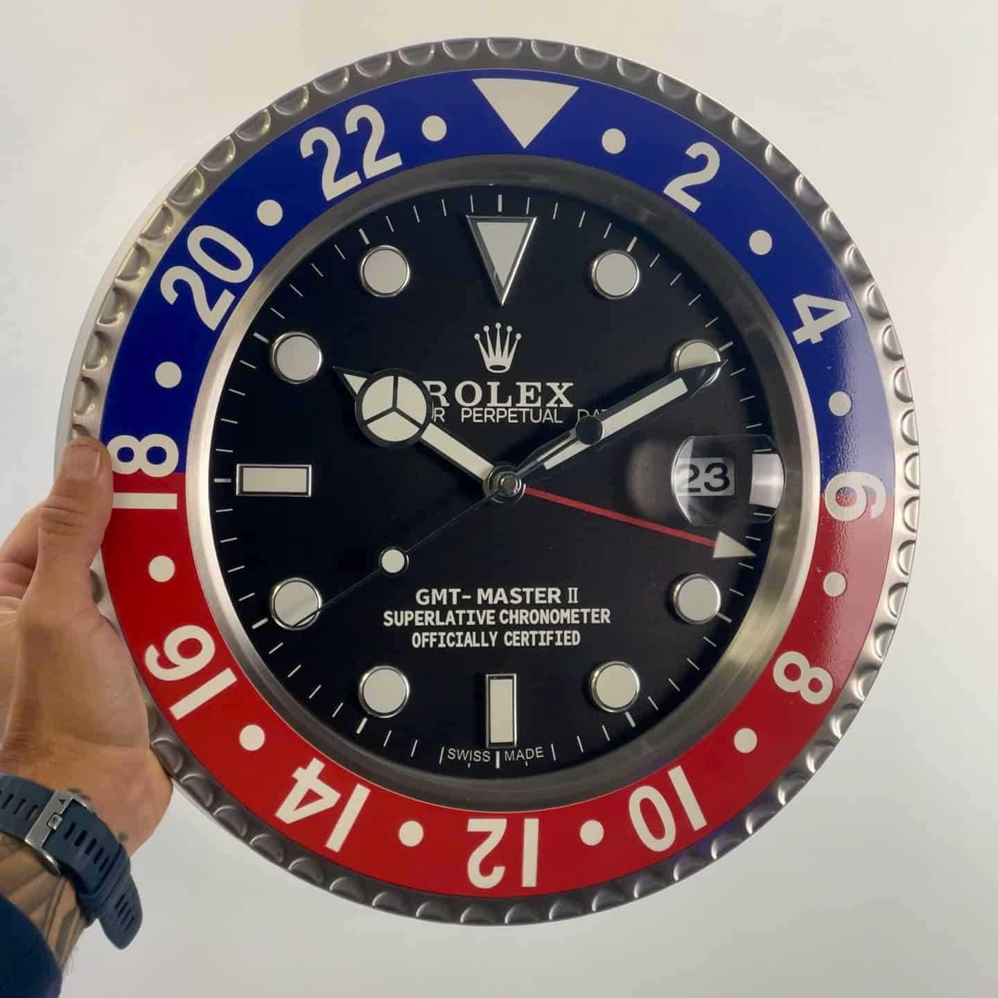 ROLEX GMT MASTER 2 – PEPSI RL11 DELUXE METAL WALL CLOCK 35 CM