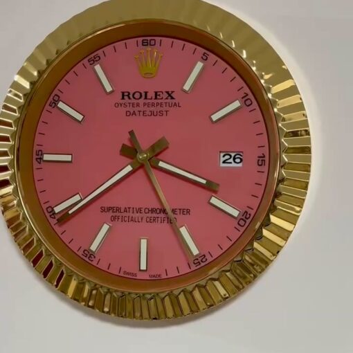 DATEJUST – ROSE GOLD – PINK – 2 DELUXE METAL WALL CLOCK 35 CM