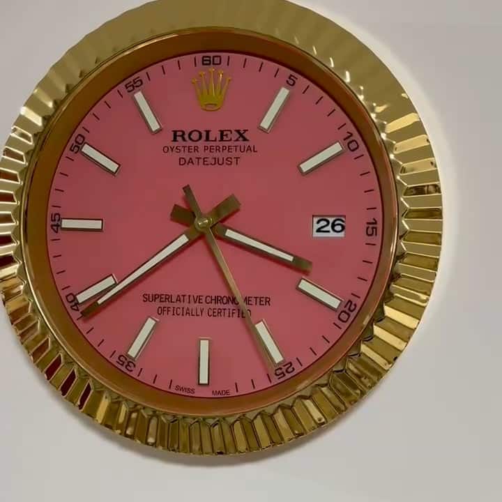 DATEJUST – ROSE GOLD – PINK – 2 DELUXE METAL WALL CLOCK 35 CM