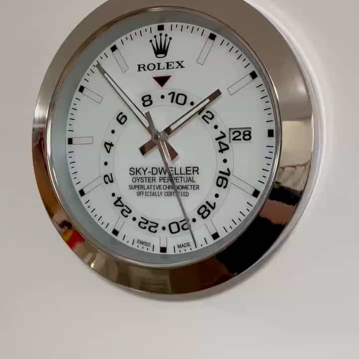 SKY DWELLER – SILVER – WHITE EDITION 35 CM DELUXE METAL WALL CLOCK