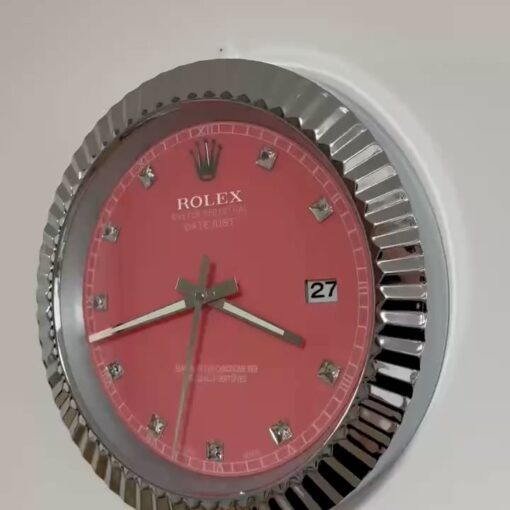 DATEJUST – CHROME – ROSE 7 DELUXE METAL WALL CLOCK 35 CM
