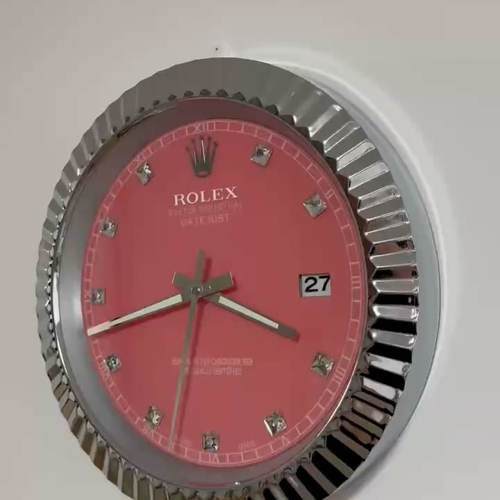 DATEJUST – CHROME – ROSE 7 DELUXE METAL WALL CLOCK 35 CM