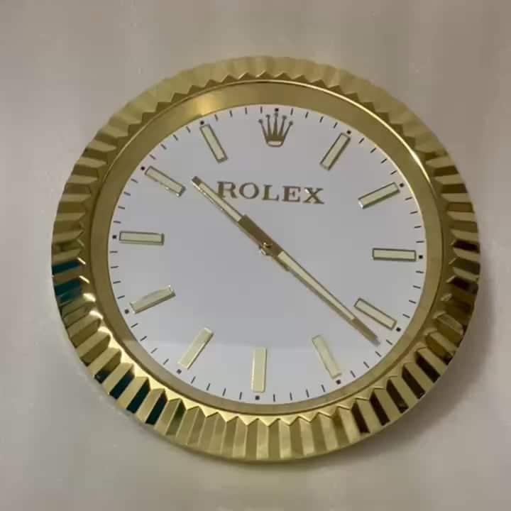 ROLEX WALL CLOCK – WIMBLEDON OYSTER DATEJUST – RL68 – GOLD EDITION – 35 CM METAL TIMEPIECE