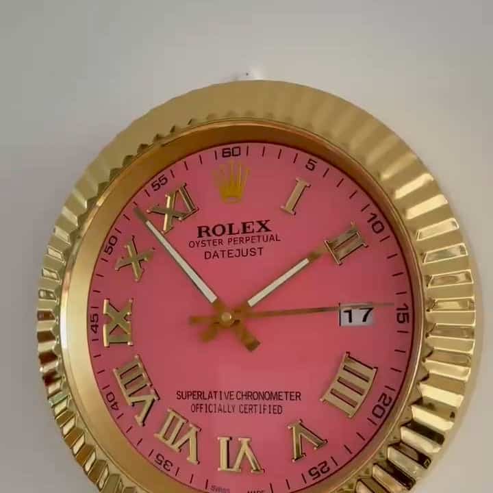 DATEJUST - ROSE GOLD – PINK EDITION 35 CM DELUXE METAL WALL CLOCK