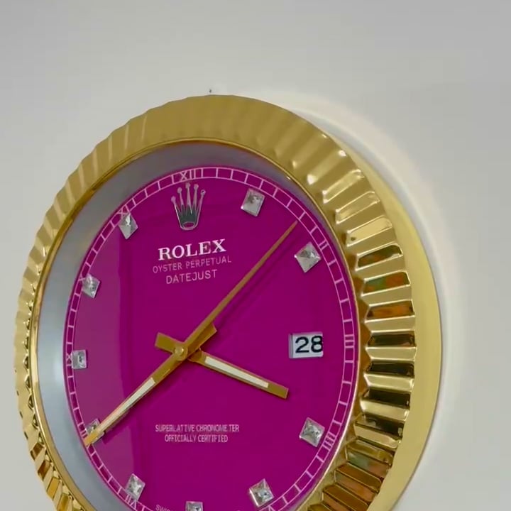 DATEJUST – GOLD CHROME – PURPLE 4 EDITION 35 CM DELUXE METAL WALL CLOCK