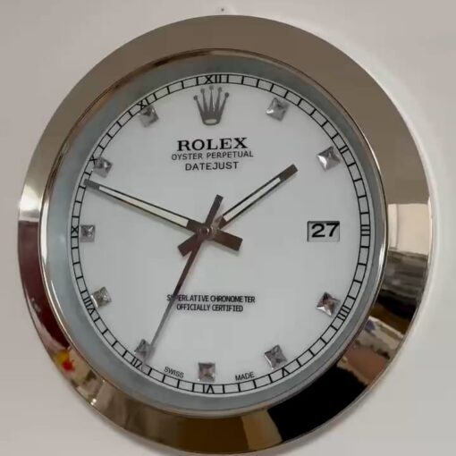 DATEJUST – SILVER – WHITE – 3 DELUXE METAL WALL CLOCK