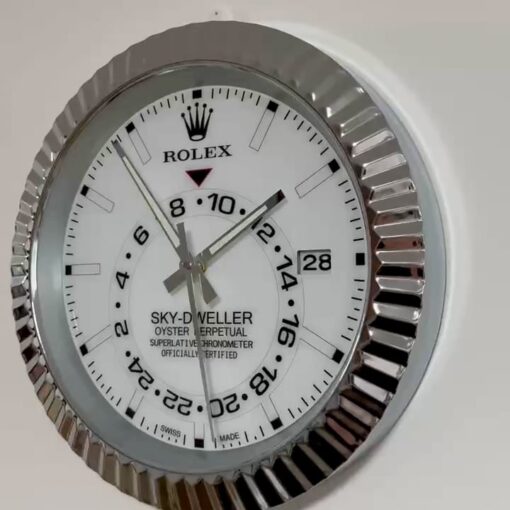 SKY DWELLER – ROSE SILVER – WHITE EDITION 35 CM DELUXE METAL WALL CLOCK