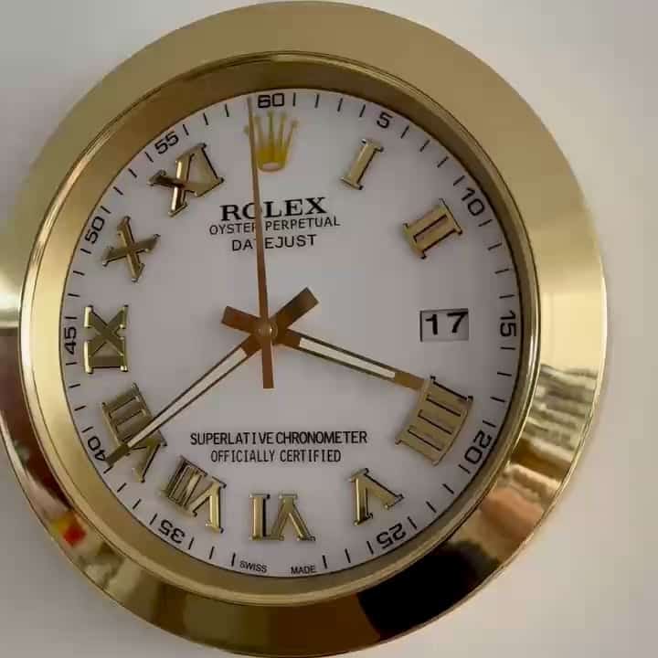 DATEJUST – GOLD – WHITE EDITION 35 CM DELUXE METAL WALL CLOCK