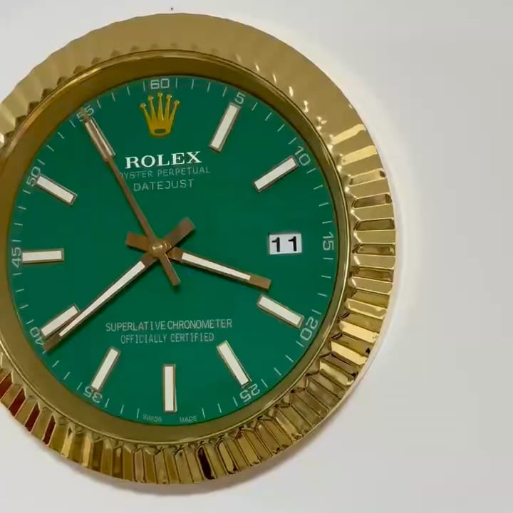 DATEJUST – ROSE GOLD – GREEN- 2 EDITION 35 CM DELUXE METAL WALL CLOCK