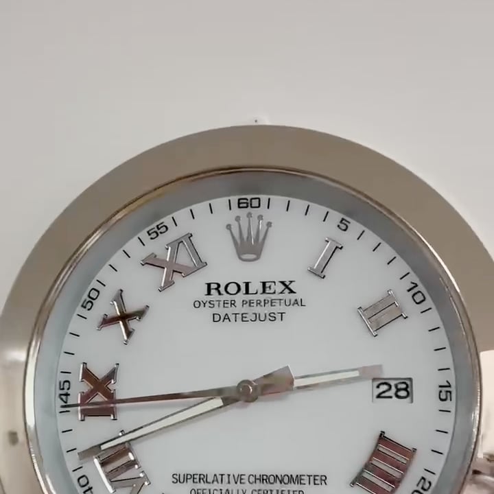 DATEJUST – SILVER – WHITE EDITION 35 CM DELUXE METAL WALL CLOCK