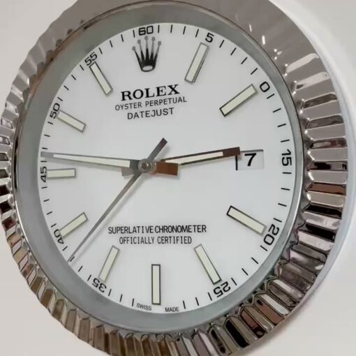 DATEJUST – ROSE SILVER – WHITE – 2 EDITION 35 CM DELUXE METAL WALL CLOCK