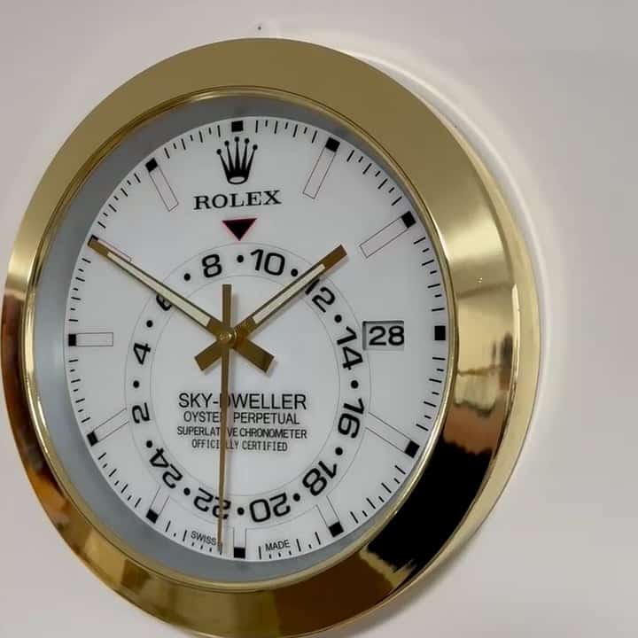 SKY DWELLER – GOLD – WHITE EDITION 35 CM DELUXE METAL WALL CLOCK