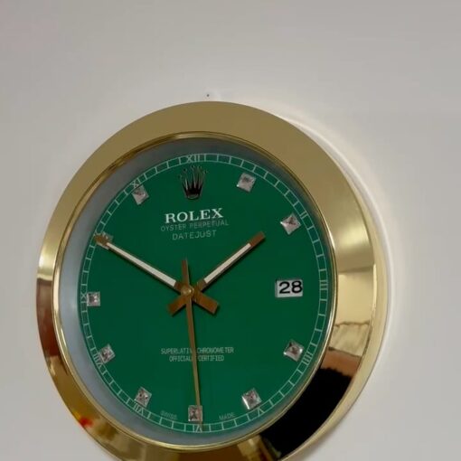 DATEJUST – CHROME – GREEN 5 EDITION DELUXE METAL WALL CLOCK, 35 CM
