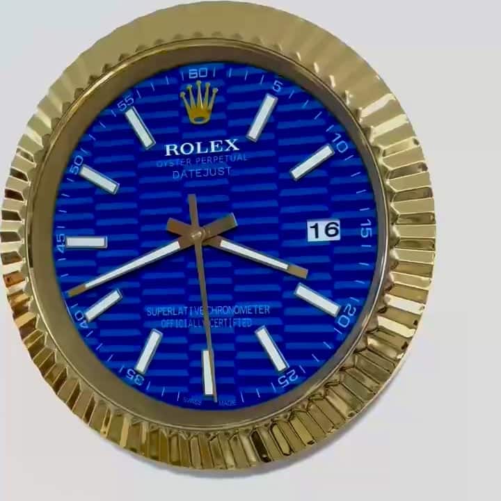 DATEJUST – ROSE GOLD – BLUE – 3 DELUXE METAL WALL CLOCK 35 CM