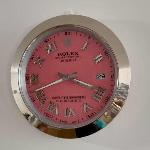 DATEJUST – SILVER – PINK EDITION 35 CM DELUXE METAL WALL CLOCK