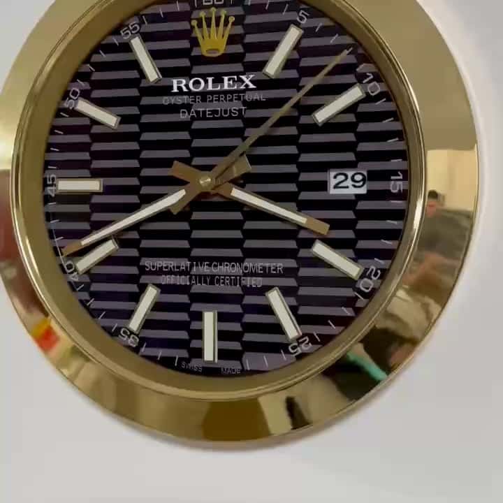 DATEJUST – GOLD-BLACK – 3 DELUXE METAL WALL CLOCK 35 CM