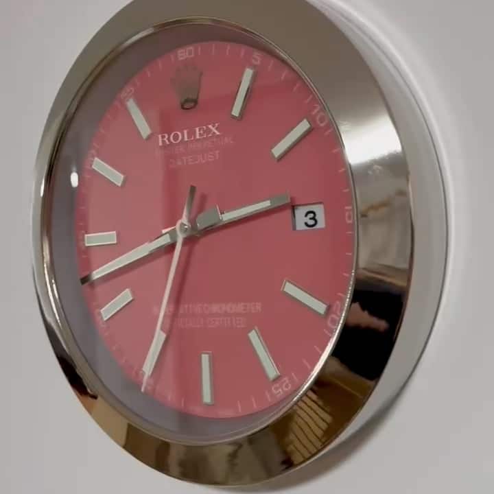 DATEJUST – SILVER – PINK EDITION 35 CM DELUXE METAL WALL CLOCK