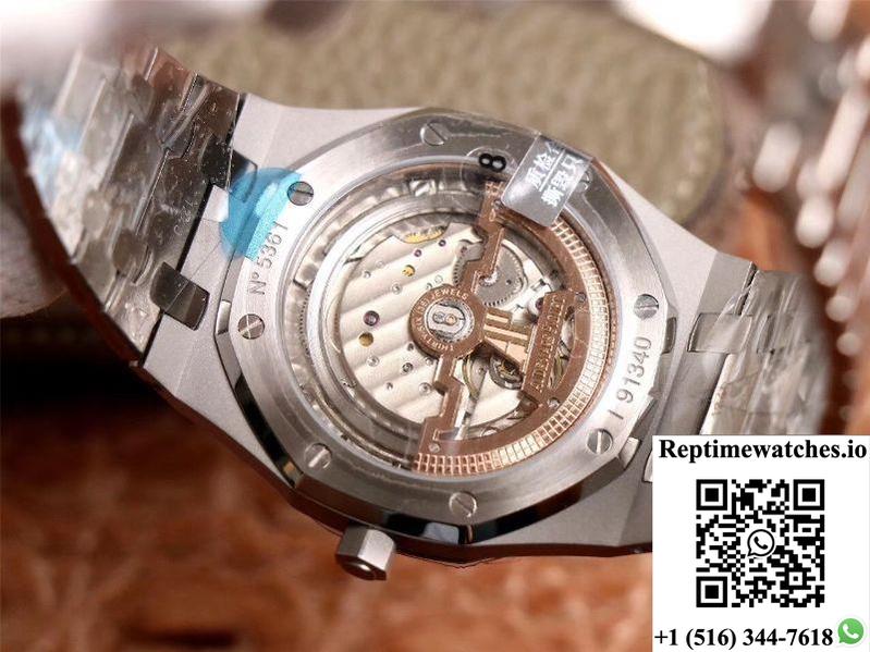 Xf Factory Audemars Piguet Royal Oak “Jumbo” Extra-Thin 15202St.Oo.1240St.01 Stainlless Steel Cufflinks Blue “Tapisserie” Pattern-Rep Time Watches