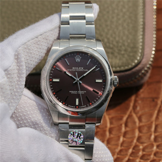 Ar Factory Replica Rolex Oyster Perpetual 39mm 114300 with Grape Dial 904l Stainless Steel Case