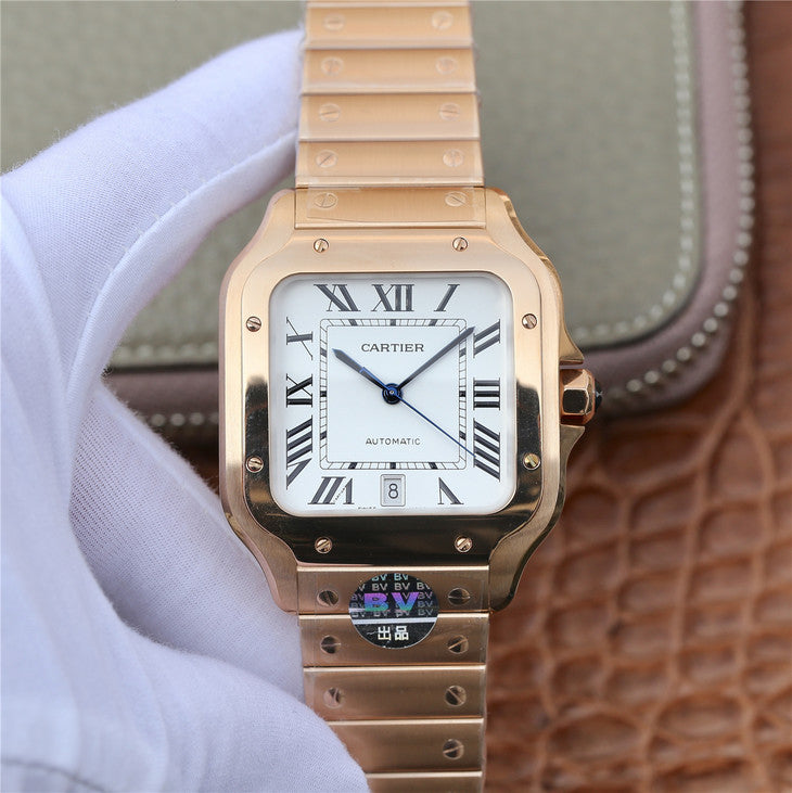 Bv Factory Replica Cartier Santos 100 Xl 40mm Ros Gold Watch with Miyota 9015 Movement