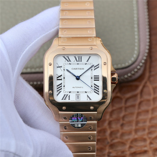 Bv Factory Replica Cartier Santos 100 Xl 40mm Ros Gold Watch with Miyota 9015 Movement