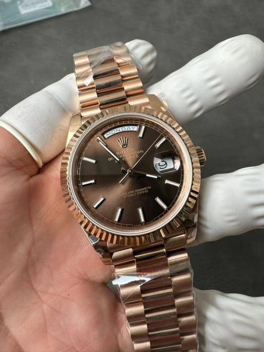 Gm Factory V3 Edition Replica Rolex Day Date Rose Gold Chocolate Dial