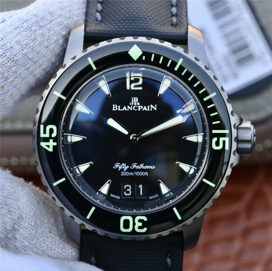 Hg Factory Replica Blancpain Fifty Fathoms Big Date Titanium Watch with Sail Canvas Strap