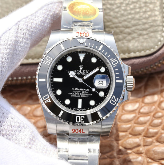 Nail Factory Replica Rolex Black Submariner 116610ln with Asia Clone 3135 Movement