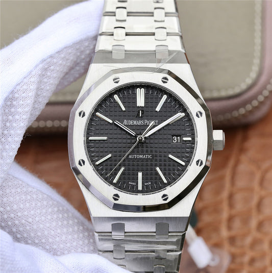 Om Factory Replica Audemars Piguet Royal Oak 15400 with Clone 3120 Movement Black Dial