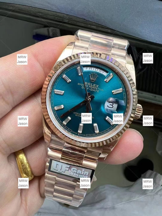 Qf Replica Rolex Day Date Gain Weight Blue Diamond Dial