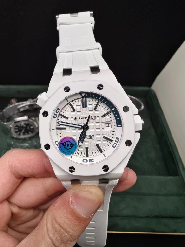 Aps Factory Replica Audemars Piguet Royal Oak Diver 15707 Ceramic White V2 Edition