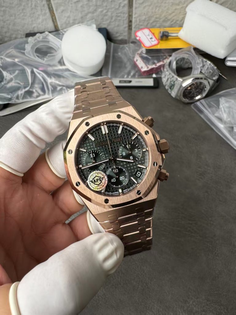 Replica Audemars Piguet Royal Oak Chrono 26240or Rose Gold Green Dial