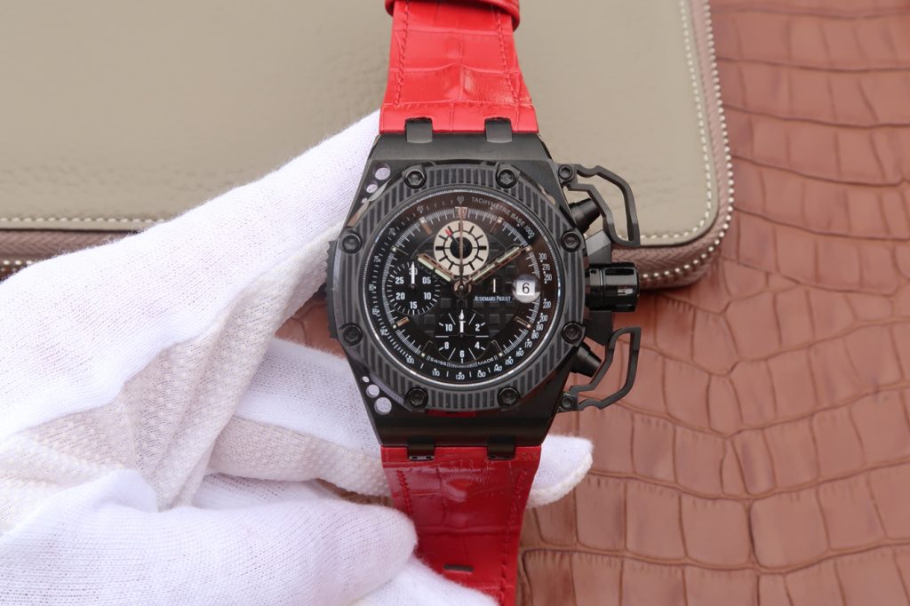 Noob 11 Best Replica Audemars Piguet Royal Oak Offshore Survivor with Asia Valjoux 7750 Movement Red Leather Strap