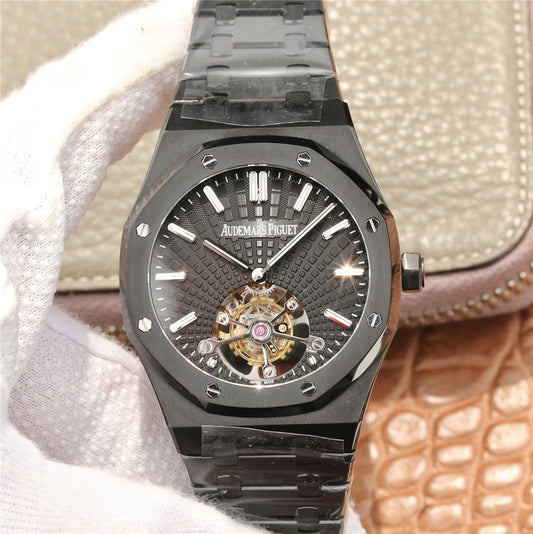 R8 Factory Replica Audemars Piguet Royal Oak Flying Tourbillon Movement Full Black Watch