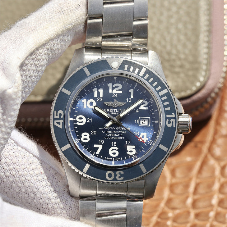 Ox Factory Replica Breitling Superocean 44mm Blue Watch with Eta 2824 Movement