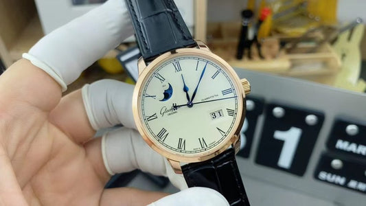 Gl Factory Replica Glashutte Senator Moon Phase Rose Gold Watch