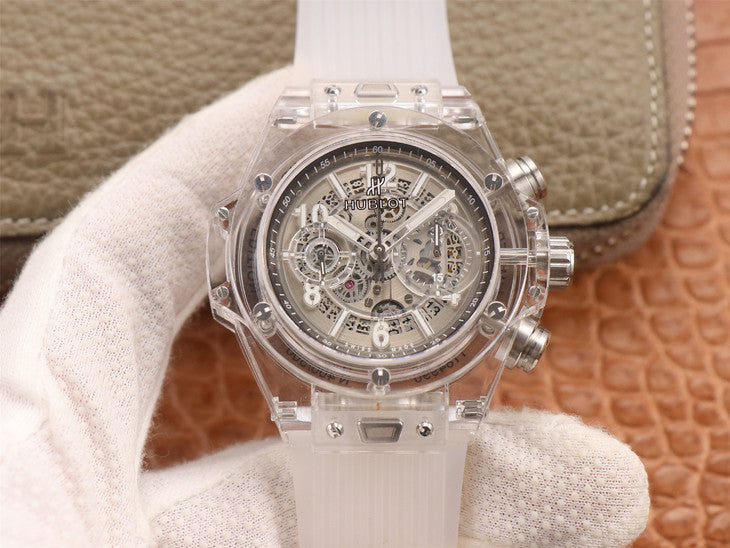 Ox Factory Replica Hublot Unico Magic Sapphire Transparent Watch with Asia Hub1242 Movement