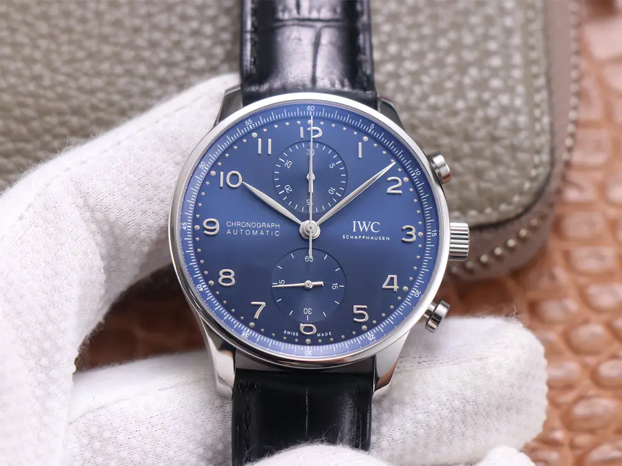 Zf New Iwc Portuguese Chrono Watches with See Through Crystal Back