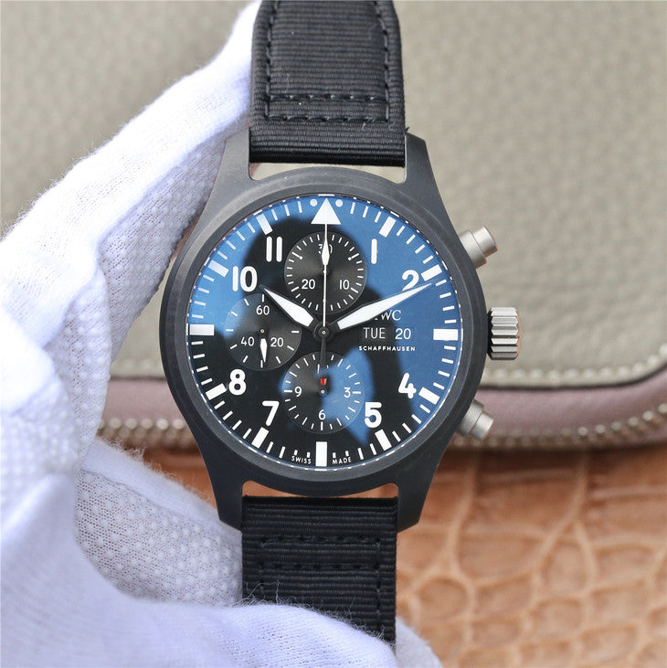 Z Factory Replica Iwc Top Gun Iw389101 Ceramic Watch with Black Nylon Strap